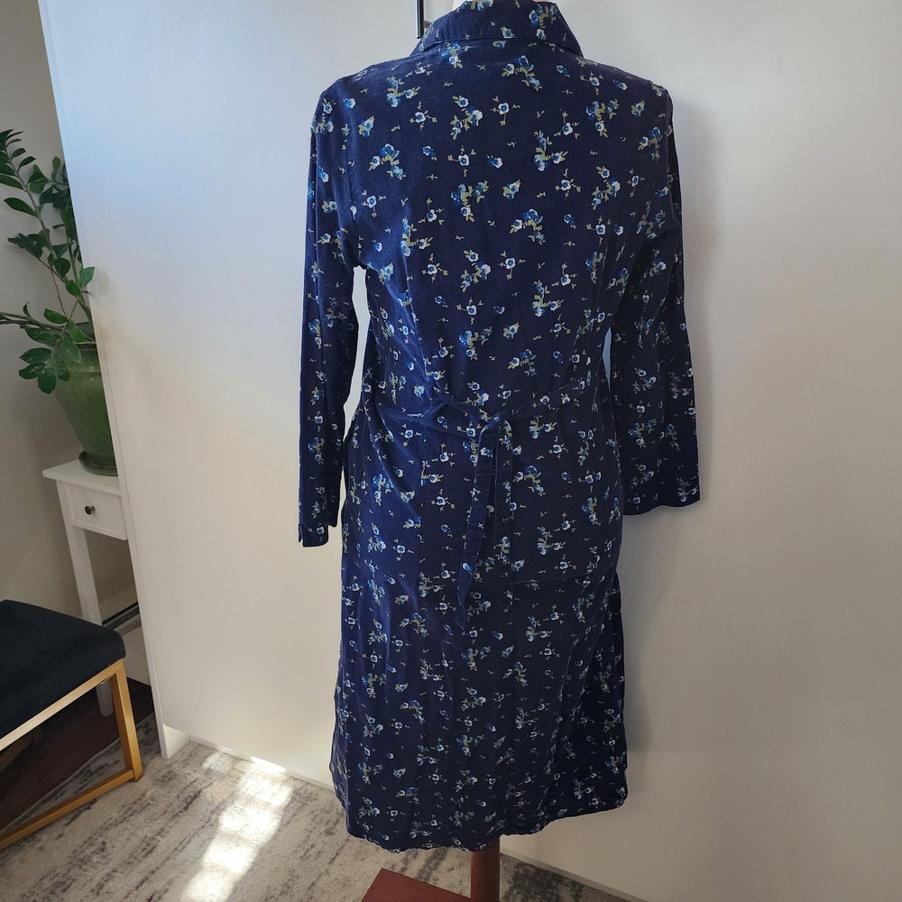 M dark navy blue corduroy dress 90s vintage collared button front shirt dress - Picture 8 of 10
